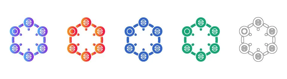 Hexagonal Network Connection Node Icons 库存插图