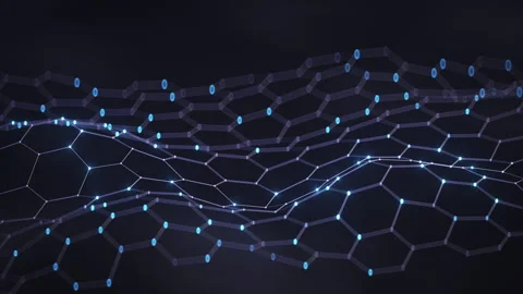 Hexagonal Network Wave with Glowing Blue Nodes 3D render seamless loop animation 스톡 동영상 328118246