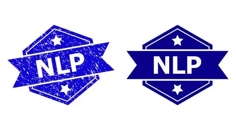 Hexagonal NLP Stamp with Rubber Style and Clean Version Stock Illustration