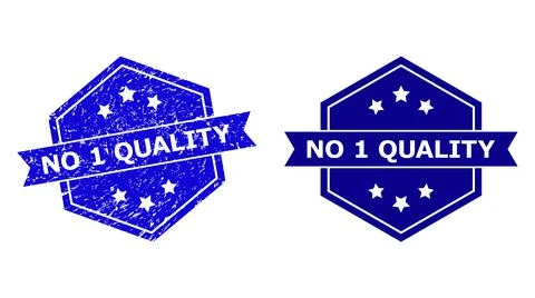 Hexagonal NO 1 QUALITY Stamp Seal with Unclean Texture and Clean Version Stock Illustration