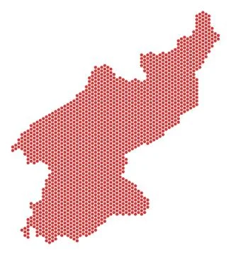 Hexagonal North Korea Map Stock Illustration