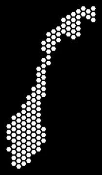 Hexagonal Norway Map Stock Illustration