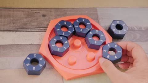 Hexagonal number puzzle, montessori interactive toy, brain training, mental.. Stock Footage 335085171