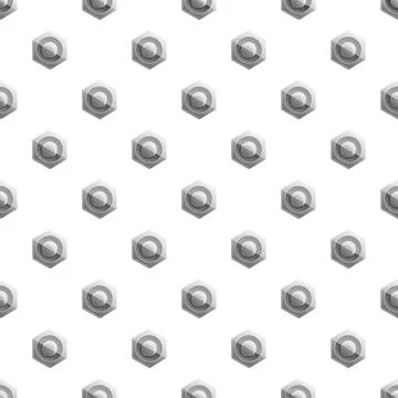 Hexagonal nuts creating a repeating metallic pattern background Stock Illustration