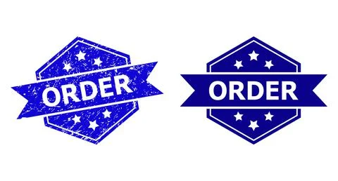 Hexagonal ORDER Stamp Seal with Corroded Style and Clean Version Stockillustratie