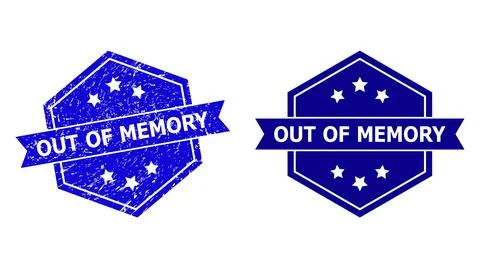 Hexagonal OUT OF MEMORY Seal with Grunged Style and Clean Variant 스톡 일러스트