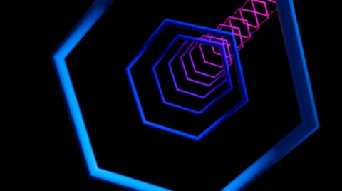 Hexagonal outline tunnel Stock Footage 32402615
