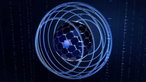 Hexagonal Panel Shield Dome Inside A Ring Tunnel Encryption Network Security Stock Footage 342911636
