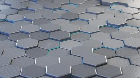 Hexagonal panels and energy flows Stock Illustration