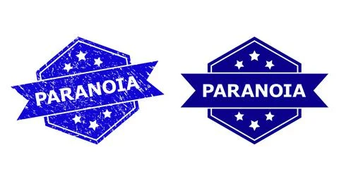 Hexagonal PARANOIA Watermark with Grunge Surface and Clean Version イラスト素材