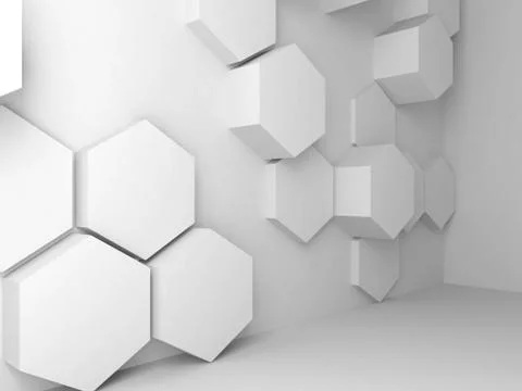 Hexagonal pattern, 3d render illustration Stockillustratie