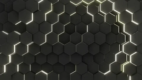 Hexagonal Pattern 3D Rendered Animation Loop Stock Footage 114381981