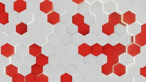 Hexagonal Pattern 3D Rendered Animation Loop Stock Footage 114436126