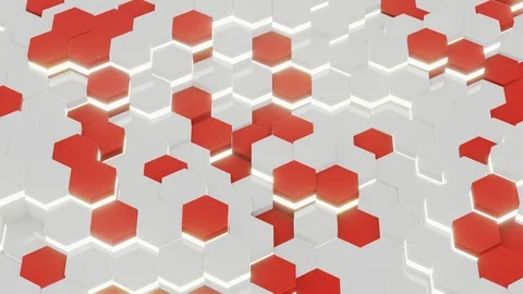 Hexagonal Pattern 3D Rendered Animation Loop Stock Footage 114437043