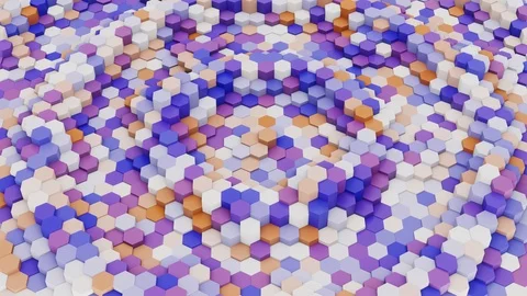 Hexagonal Pattern 3D Rendered Animation Loop Stock Footage 114488075