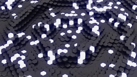 Hexagonal Pattern 3D Rendered Animation Loop Stock Footage 114560372