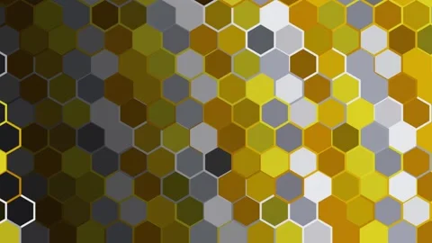 Hexagonal Pattern Background with Golden Yellow and Gray Hues Video stock 329951660