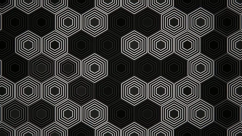Hexagonal pattern in black and white with thin lines Stock Footage 331677909