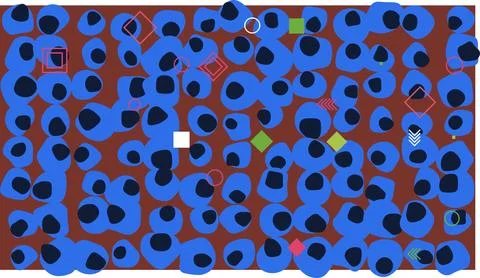 Hexagonal pattern with blue and red dots on white Stock Illustration