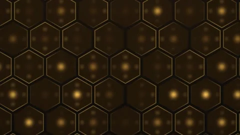 Hexagonal pattern with bright lights on a dark background Stock Footage 340273802