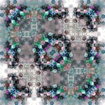 Hexagonal pattern of carpet with square frame 스톡 일러스트