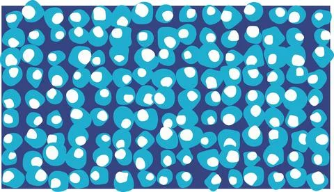 Hexagonal pattern of colorful dots on blue background Stock Illustration