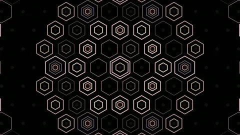 Hexagonal pattern design on a black background with bright lines Stock Footage 331688617