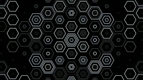 Hexagonal pattern design on a black background showing depth and shape Vídeos de archivo 331688633