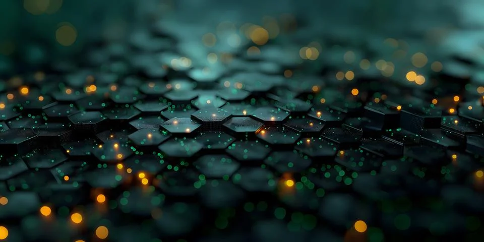 Hexagonal Pattern with Glowing Lights Stock Photos