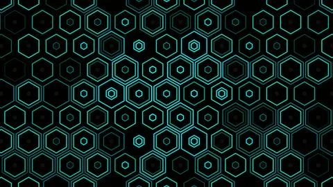 Hexagonal pattern with glowing lines on dark background Illustrazione stock