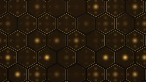 Hexagonal pattern with golden accents on a dark background Stock Footage 340334481