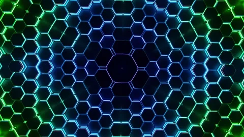 Hexagonal Pattern with Kaleidoscope Colors. Looped Animation Stock Footage 310606563