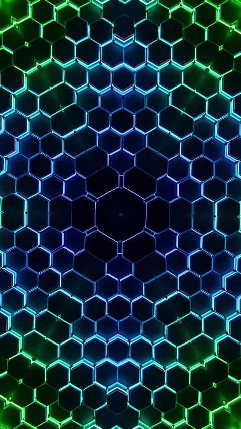 Hexagonal Pattern with Kaleidoscope Colors. Looped Animation Vertical. 3D Stock Footage 314300995