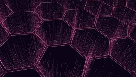 Hexagonal pattern of lines and dots creating intricate design Stock Footage 292942374