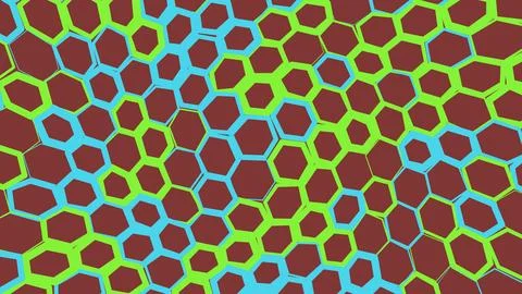 Hexagonal pattern with maroon and lime cells Stock Illustration