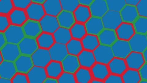 Hexagonal pattern with red and green outlines Stockillustratie