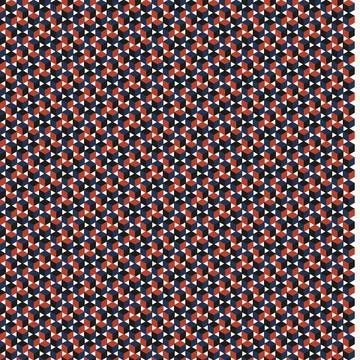 Hexagonal pattern with red, white, black, and navy blue colors Stock Illustration
