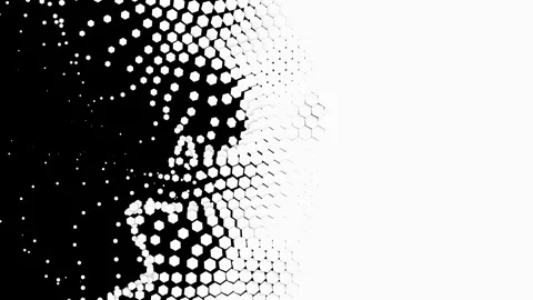 Hexagonal pattern transitions mask Video stock 232045829