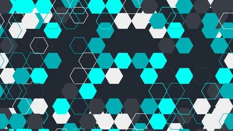 Hexagonal Pattern with Turquoise and White Shapes. Illustrazione stock