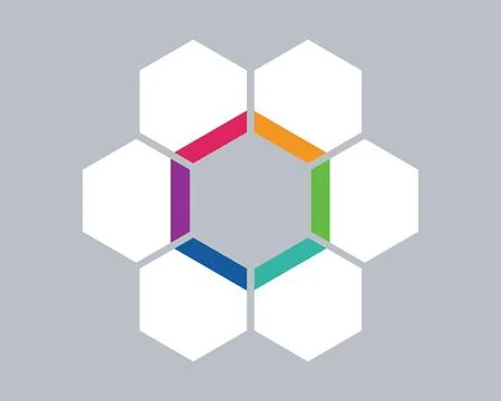 Hexagonal pattern with vibrant colored edges. Stockillustratie