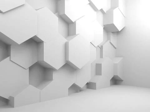 Hexagonal pattern on wall, 3d render Stockillustratie