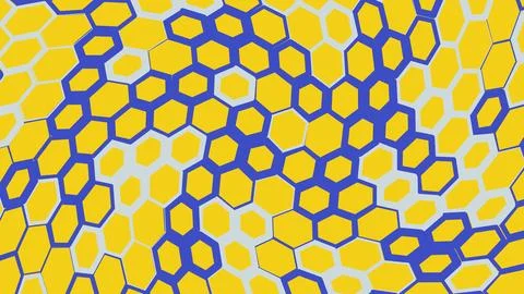 Hexagonal pattern with yellow and blue colors Stockillustratie