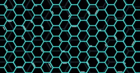 Hexagonal patterns in blue and black background dominating 库存照片