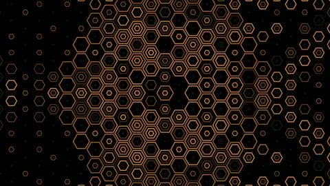 Hexagonal patterns create a dynamic design on a dark background Illustrazione stock
