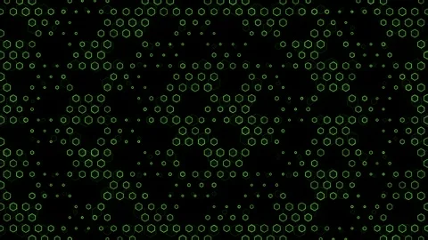 Hexagonal patterns on a dark background with green outlines Stock Footage 331688515