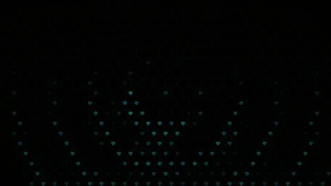 Hexagonal patterns with hearts on a dark background Stock Illustration