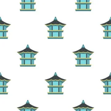 Hexagonal pavilion , South Korea pattern seamless 스톡 일러스트