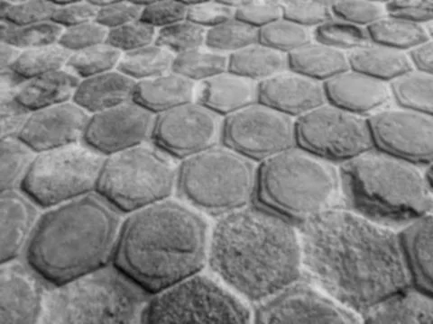 Hexagonal paving block pattern in black and white Stock Photos