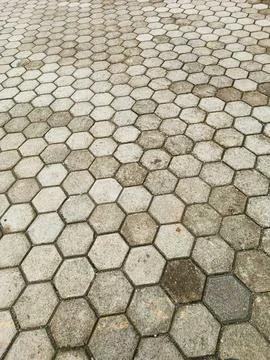 Hexagonal Paving Block Pattern Outdoor Floor Texture Concrete Pavement Backgroun Fotos Stock
