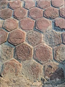Hexagonal Paving Blocks Texture Background Stockfoto's